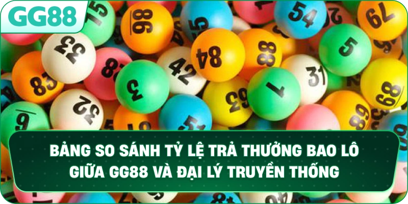 Bảng so sánh tỷ lệ trả thưởng bao lô giữa GG88 và đại lý truyền thống.