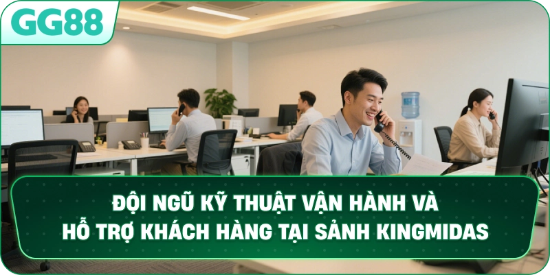 Đội ngũ kỹ thuật vận hành và hỗ trợ khách hàng tại sảnh KINGMIDAS.