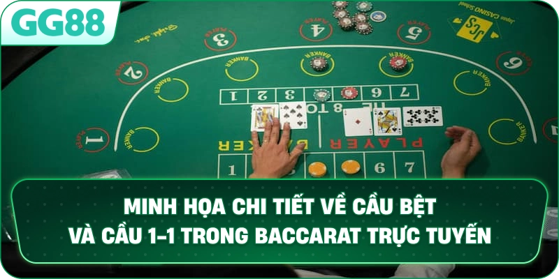 Minh họa chi tiết về cầu bệt và cầu 1-1 trong Baccarat trực tuyến.