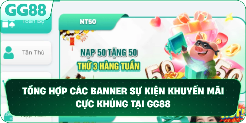 Tổng hợp các banner sự kiện khuyến mãi GG88 2026 – Bonus chào mừng, hoàn trả, VIP